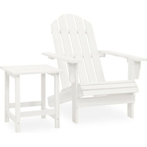 Chaise de jardin Adirondack avec table Bois de sapin Blanc