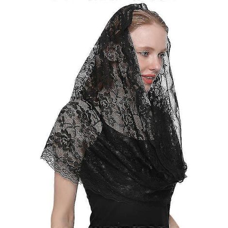 Mantille Voile Foulard Catholique Écharpe Châle Brodé Espagnol Voile de Chapelle (1/5)