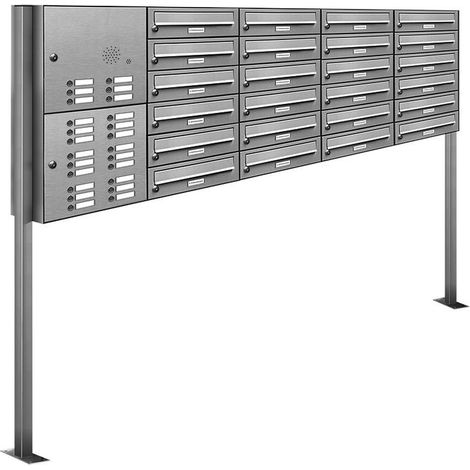 24er V2A Edelstahl Briefkasten Standanlage Freistehend mit Klingel (1/5)