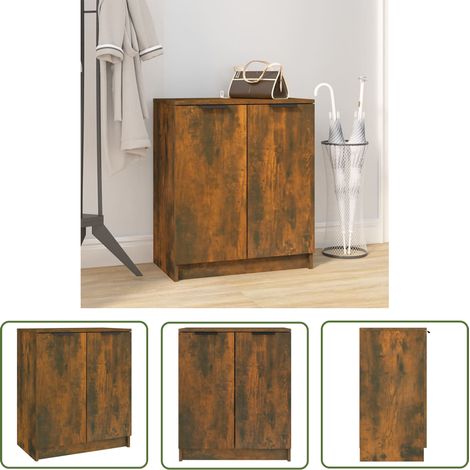 Armoire à Chaussures, Meuble Étagère de Rangement, Chêne fumé 59x35x70 cm Bois d'ingénierie OIB3203E (1/5)