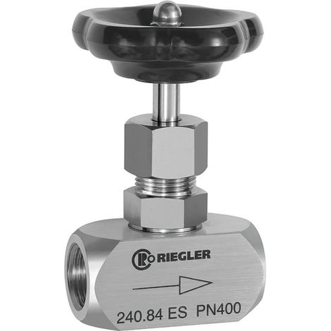 Riegler Nadelventil, Edelstahl 1.4571, G 3/8, DN 6, PN max. 400 bar (1/4)