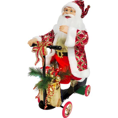 Babbo Natale Con Scooter Animato Con Luci Led