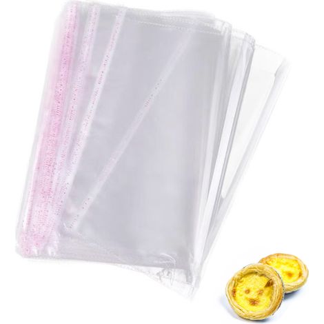 Sachets Cellophane Autofermants - 200 Pièces - Transparent - OPP Alimentaire - Pour Biscuits Bonbons Cadeaux Artisanat (1/5)