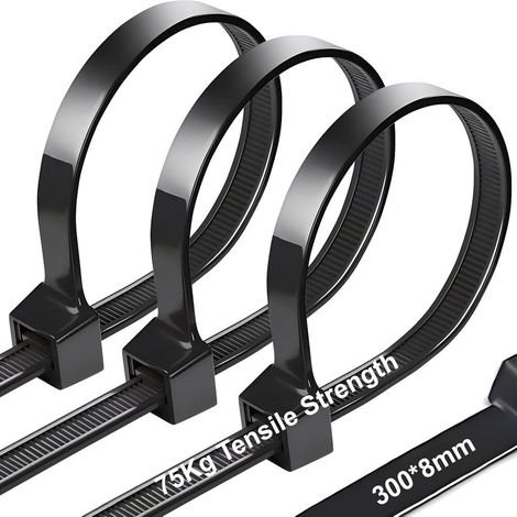 Cable Tie - 300 X 8 Mm - Nylon Pa6 6 - Uv Resistant - Indoor Outdoor - Pack Of 100 (1/5)