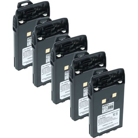 vhbw 5x Akku kompatibel mit Wouxun KG-689 Plus, KG-689E, KG-679 Plus, KG-689 Funkgerät, Walkie Talkie (1400 mAh, 7,4 V, Li-Ion) + Gürtelclip