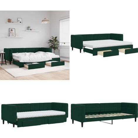 vidaXL Tagesbett Ausziehbar mit Schubladen Dunkelgrün 80x200 cm Samt (1/5)