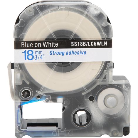 Label Maker Tape 18mm PET Water‑Proof Labeling Tape for Epson Label Printer/KingJim Label MachineBlue Word On White Background (1/5)