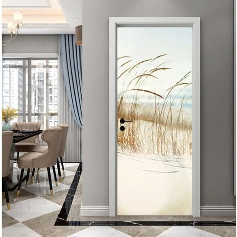 Autocollant Porte 3D "Dunes de Sable" - Sticker PVC Autoadhésif Décoratif Trompe-l'œil 77 x 200 cm (1/5)