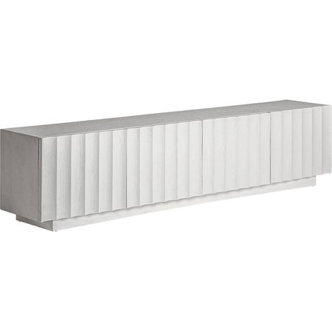 Meuble TV Mulcey blanc design contemporain en ciment - Blanc pur élégant contemporain ciment (1/5)