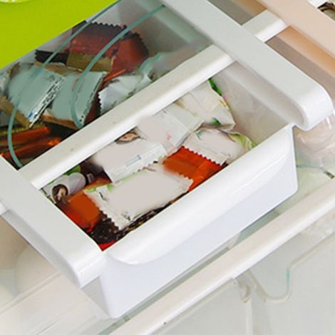 3 Pièces Boîte de Rangement Rétractable pour Réfrigérateur, Organisateur de Nourriture avec Tiroir, Conteneur de Conservation Fraîche, Panier pour Étagère de Frigo, Blanc (1/5)