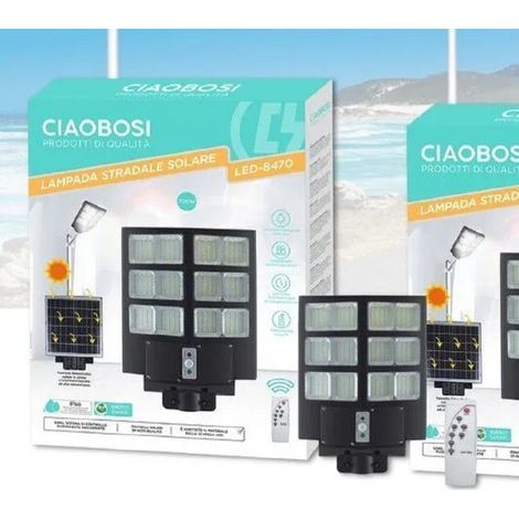 Trade Shop - Farola Led 700w Panel Solar Sensor Crepuscular Ip67 Led-8470 - (1/4)
