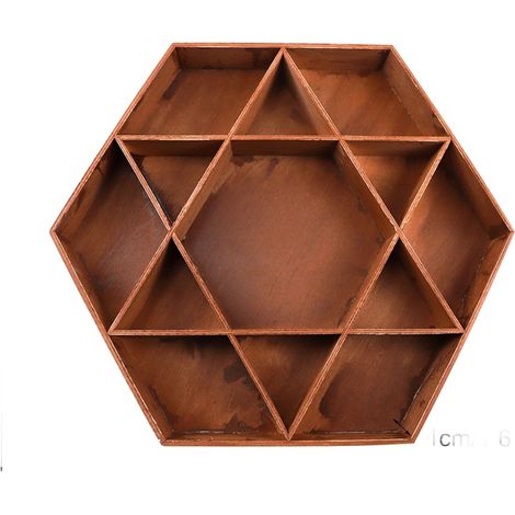 Star-shaped hexagonal wooden tray for home decoration, white poplar wood jewelry organizer with smooth edges for living room or office display (JM01660) (1/5)
