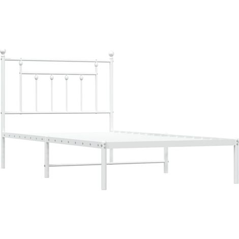 Estructura cama sin colchón con cabecero metal blanco 100x190cm vidaXL (1/4)