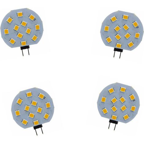 Set 4 Lampadina tonda a piastra 12 led g4 2 watt lampada slim tonda luce calda 3000k (1/3)