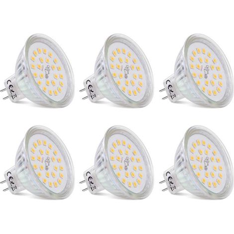 Ampoules LED Spot MR16 Culot GU5.3 Blanc Chaud 2700K, 12V Non Dimmable 430 Lumen Lampe LED MR16, Lot de 6 [Classe énergétique E] (1/5)