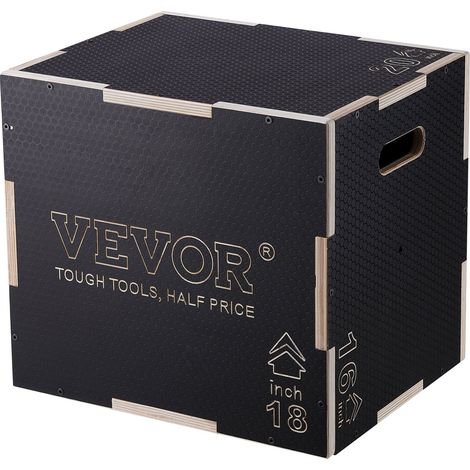 Boîte de Pliométrie 3-en-1 Boîte à Saut Musculation Fitness Crossfit en Bois Antidérapant Hauteur 50/45/40 cm Charge 204 kg pour Entraînement Pliométrique Step-ups Pompes Squats Gym Domicile (1/5)