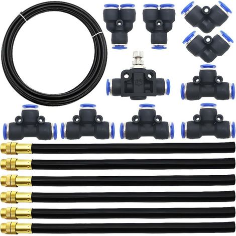 5M PE Tuyau Pneumatique + 6 pcs Buse rapide réglable omnidirectionnelle, Nouvelle buse de pulvérisation pour l'irrigation florale + 10 pcs Raccord Pneumatique (1/5)