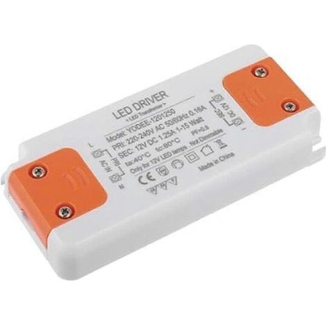 12V 15W LED-Transformator. Geräuschloser Niederspannungstransformator für G4-, MR16-, MR11-, GU4- und GU5.3-LED-Lampen.