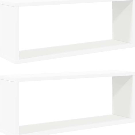 Étagères murales cube 2 pcs Étagères flottantes Blanc 60x15x23 cm Bois d’ingénierie