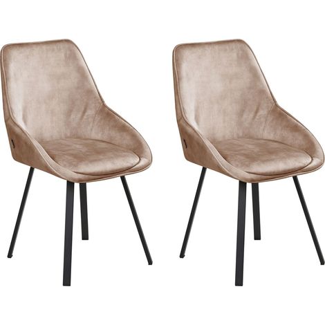 Esszimmerstuhl 2er Set drehbar TERLTON Samtstoff Beige
