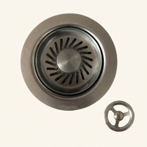 Vidage Bonde manuel évier 1 bac granit résine HARMONIE inox PVD noir métal - Siphon gain de place