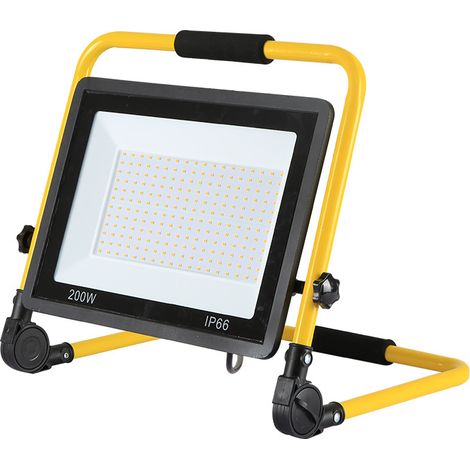 200 W LED-Baustrahler, 4480 lm, Baustellenlampe mit Stecker, wasserdicht und tragbar, schlanke und leichte Arbeitslampe, 360° drehbar, superhell, 6500 K weißes Licht
