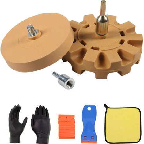 Eraser, rubber disc, rubber tip for removing glue residue, kit for removing car trim and stickers (1/5)
