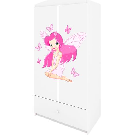 Armoire 2 portes 1 tiroir Kocot Kids Babydream La fée aux papillons - Blanc (1/5)