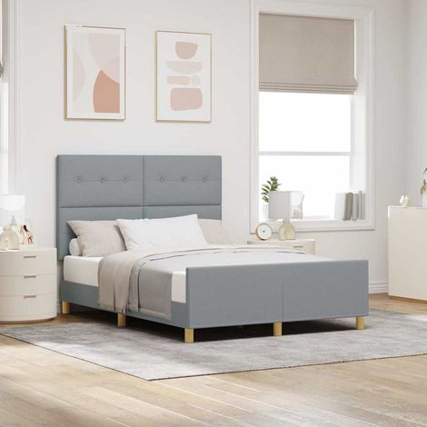 Estructura de cama con cabecera Gris claro 140 x 190 cm tela