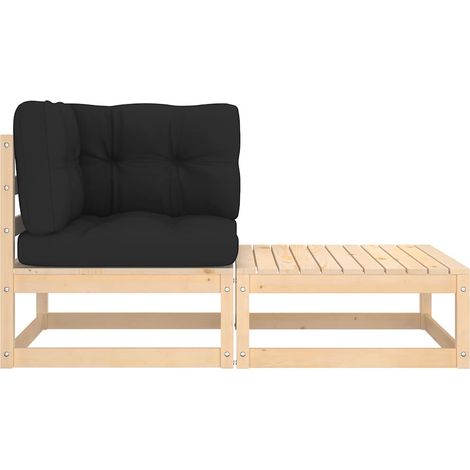 Salon de jardin 2 pcs Mobilier de jardin avec coussins Bois de pin massif (1/5)
