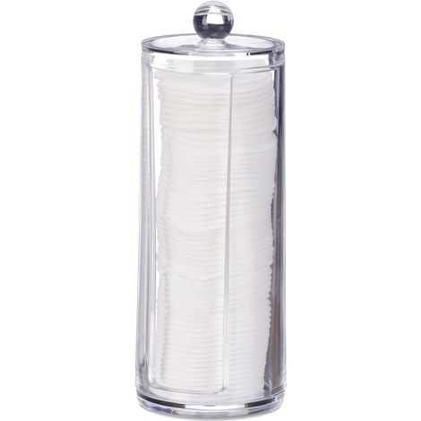 Distributeur de coton avec couvercle, plastique, rangement pour coton, salle de bain et vanité, transparent