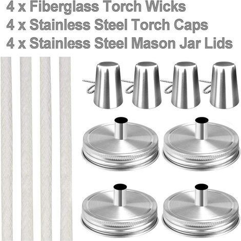 Für Mason-Glas, Garten-Öllampe, Ersatzdocht-Set, 4 Stück (1/4)
