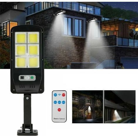 TrAdE Shop Traesio - Faro Lampione Stradale Pannello Solare Fotovoltaico Sensore 6 Led Cob Con Telecomando -