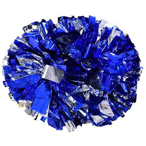 Pompons de cheerleading argent et bleu pour compétitions sportives et spectacles de danse