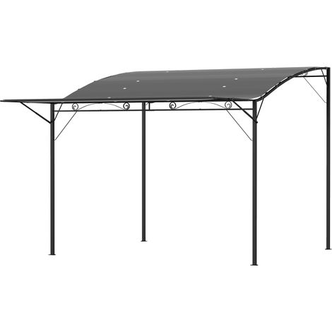 Pavillon avec extension de toit pliable, résistant aux intempéries, 3 x 2,5 m, gris foncé (1/5)