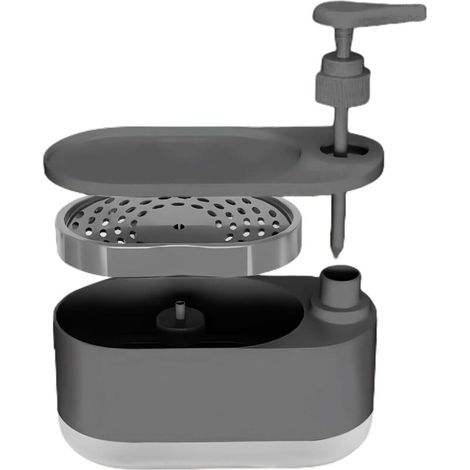 19 Cm Distributeur Liquide Vaisselle,Rangement Distributeur De Liquide Vaisselle avec Porte-Éponge pour Évier Cuisine Salle De Bain Bouteille Pompe Récipient Stockage Organisateur Comptoir (1/5)