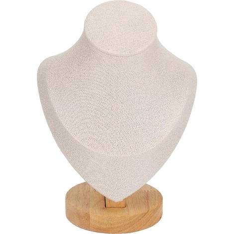 Présentoir à colliers en flanelle et cuir PU beige, idéal pour les magasins. (1/5)