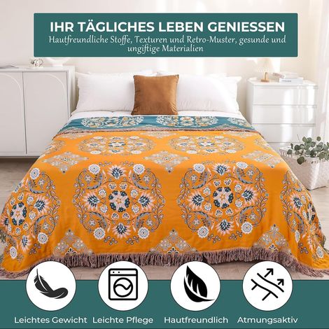 Couverture en flanelle douce JeiibrZui - 150 x 200 cm - 1 pièce - Housse de couette en microfibre douce pour canapé, chambre ou bureau - Jaune (1/5)