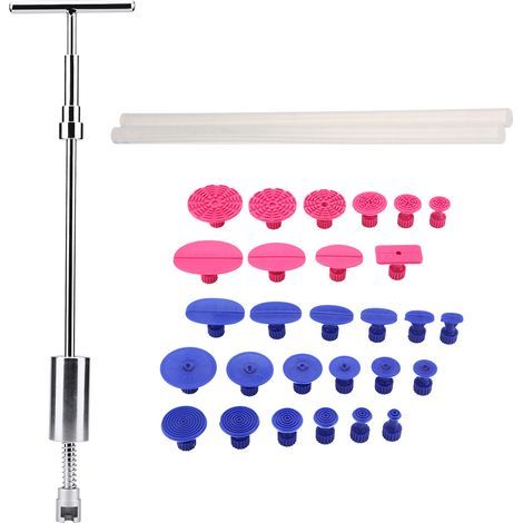 Kit de Réparation de Bosses sans Peinture pour Voiture – 1 Marteau à Tiroir Coulissant, 28 Pastilles de Tirage à Colle, 2 Bâtons Gratuits (1/5)