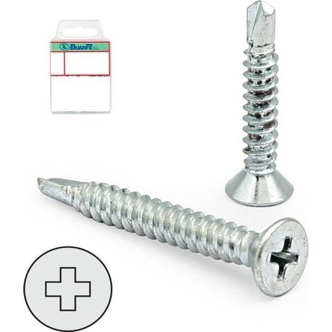 blister tornillo broca cabeza plana din 7504-p cincado larg.r/chapa 32mm ø rosca chapa 4.2mm