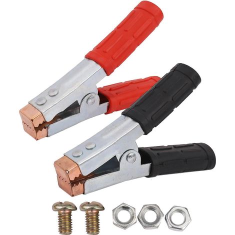 Deux pinces crocodiles, pinces crocodiles robustes en cuivre pour tester les batteries (1/5)