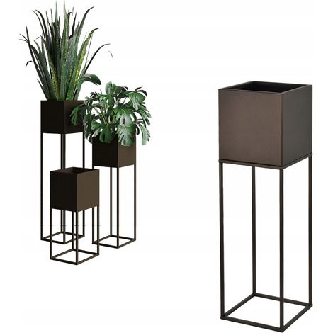 Couvercle de pot de fleurs en métal Lorient M, cuivre patiné, 19 x 19 x 67 cm (1/5)