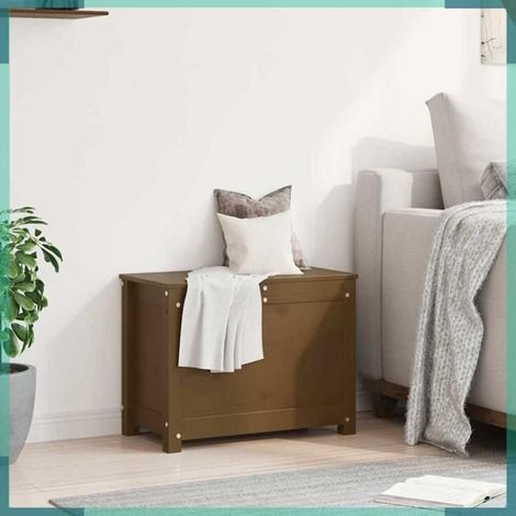 Boîte de rangement - 823547 - Marron miel - Bois de pin massif - 60 x 32 x 45,5 cm (1/5)