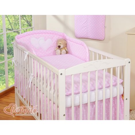 Juego de ropa de cama de 3 piezas 120x90 - Corazones de lunares rosas (1/4)
