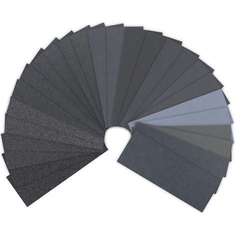 Papier de verre 60/120/240/400/600/800/1200/2000/2500/3000/5000/7000/10000 Grain Papier abrasif eau/sec 9 x 3,6 pouces, Utilisé pour polir le métal, le bois, les (26 Papier), (1/4)
