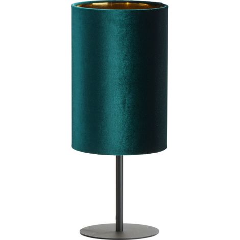 Tischlampe Stoff Metall in Grün Gold 52 cm hoch E27 Nachttischlampe Tischleuchte