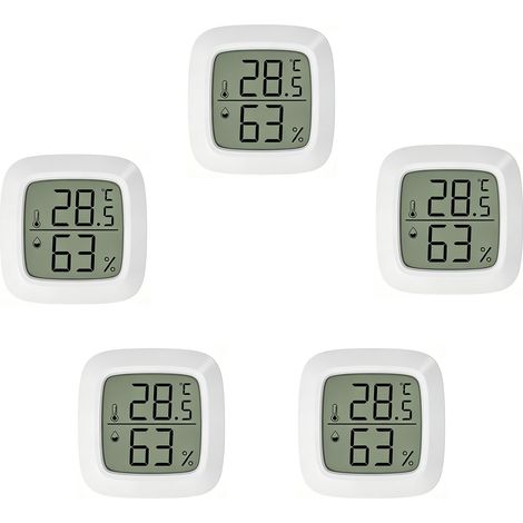 Lot de 5 Thermomètre Hygromètre Numérique Intérieur à Haute Précision, Idéal pour Maison, Bureau, Reptiles et Pépinière (1/4)