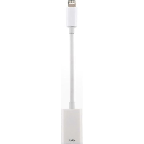 Adaptateur pour appareil photo 8 broches mâle vers USB femelle, compatible avec iOS 13.0 et versions ultérieures. (1/4)
