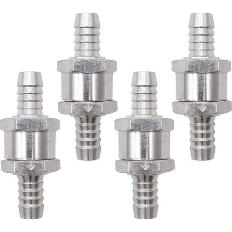 Clapet Anti-Retour, 4 Pièces Argent Anti-Retour Valve avec Flèche Non Retour Clapet en Alliage pour Carburateur Low Systèmes de carburant Sous Pression Voiture (10mm) (1/5)