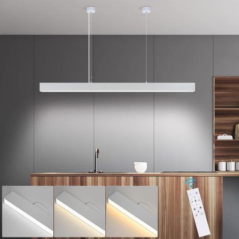 ZMH Lampe LED de table à manger à intensité variable - Lampe de table à manger moderne suspendue 150CM hauteur réglable avec télécommande Lampe à suspendre design linéaire pour salle à manger (1/5)